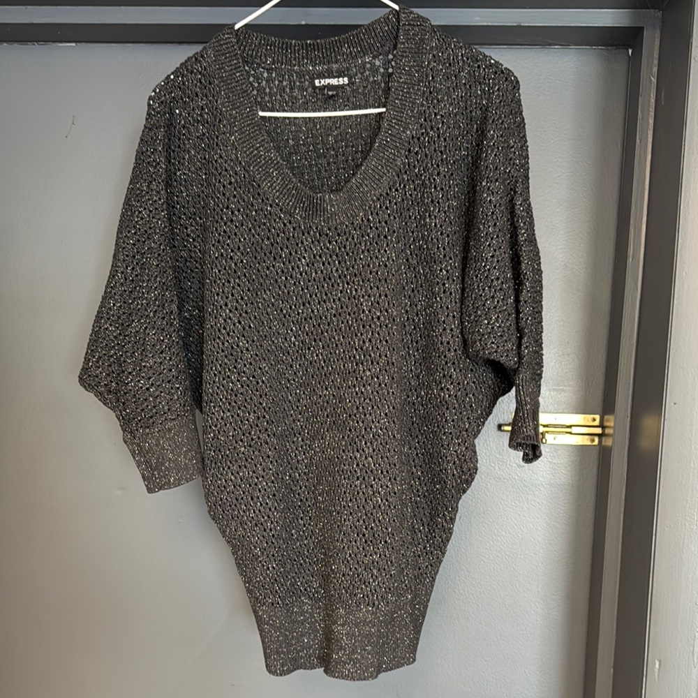 Express Black V-Neck Sweater with Oversized Fit